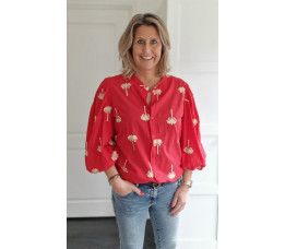 BLOUSE PALM rood