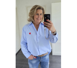 BLOUSE HARTJE licht blauw