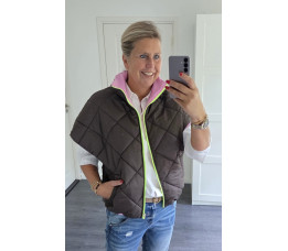 BODYWARMER bruin/roze