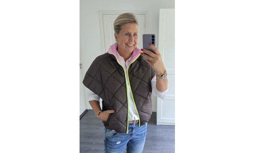BODYWARMER bruin/roze