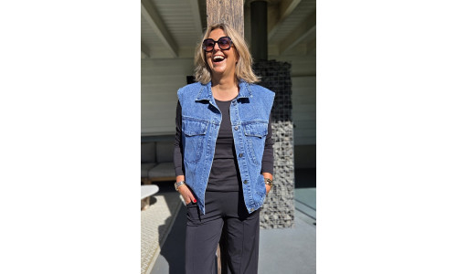 JEANS GILET blauw