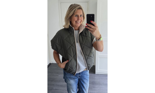 BODYWARMER groen/zand