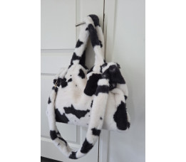 FAUX FUR TAS koeienprint zwart