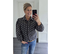 BLOUSE STIP grijs/ecru