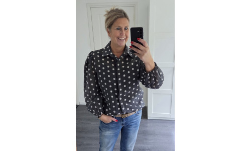 BLOUSE STIP grijs/ecru