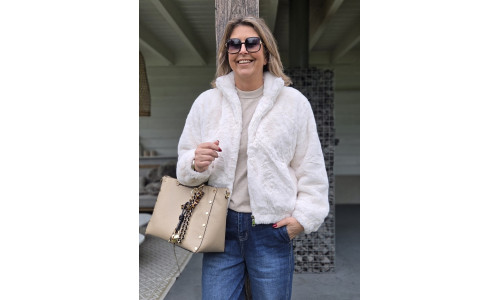 BOMBER FAUX FUR ecru