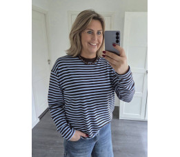 STREEP SHIRT blauw/bruin STREEP SHIRT blauw/bruin