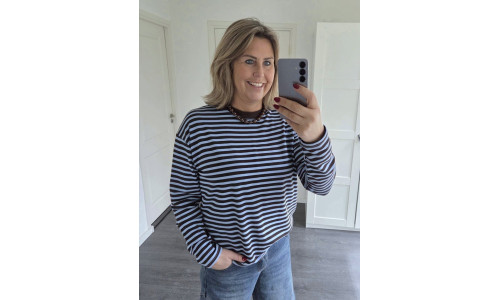 STREEP SHIRT blauw/bruin STREEP SHIRT blauw/bruin