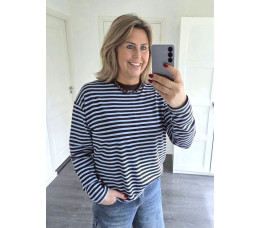 STREEP SHIRT blauw/bruin