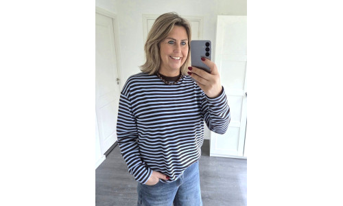 STREEP SHIRT blauw/bruin STREEP SHIRT blauw/bruin