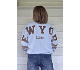 SWEATER NEW YORK licht blauw/bruin SWEATER NEW YORK licht blauw/bruin