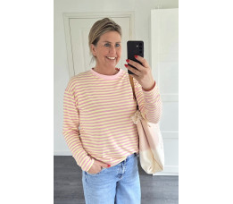 STREEP SHIRT roze/geel