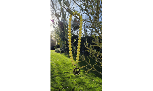 KRALEN KETTING SMILEY geel
