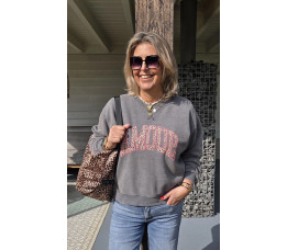 SWEATER AMOUR grijs/roze