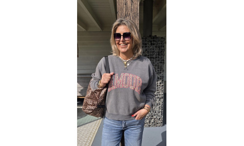 SWEATER AMOUR grijs/roze