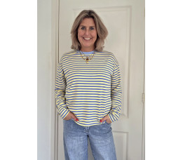 STREEP SHIRT blauw/geel