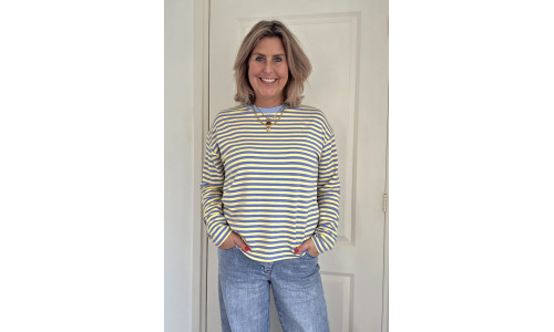 STREEP SHIRT blauw/geel