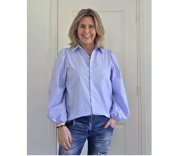 STREEP BLOUSE BIBBY licht blauw/wit