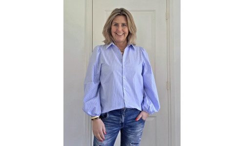 STREEP BLOUSE BIBBY licht blauw/wit