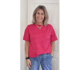 STREEP T-SHIRT rood/roze