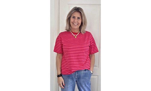 STREEP T-SHIRT rood/roze