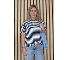 STREEP T-SHIRT blauw/licht blauw
