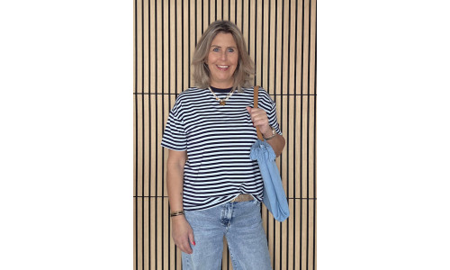 STREEP T-SHIRT blauw/licht blauw