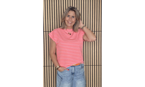 STREEP SHIRT KAPMOUW roze