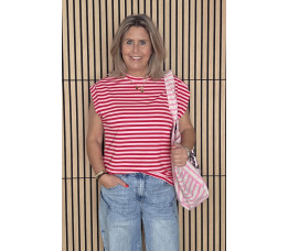 STREEP SHIRT KAPMOUW rood/roze