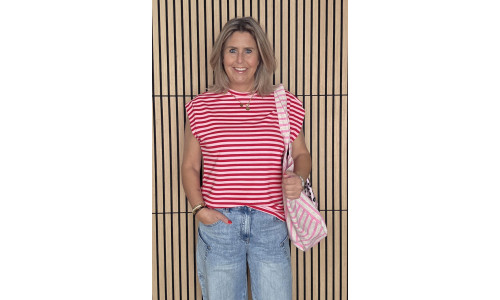STREEP SHIRT KAPMOUW rood/roze
