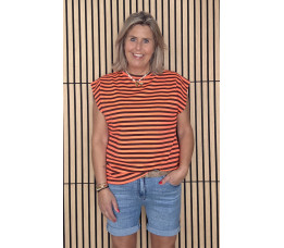 STREEP SHIRT KAPMOUW oranje/bruin
