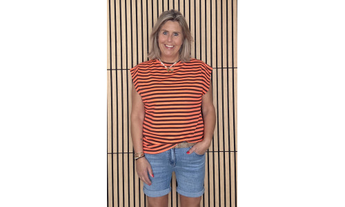 STREEP SHIRT KAPMOUW oranje/bruin