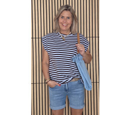 STREEP SHIRT KAPMOUW bruin/licht blauw