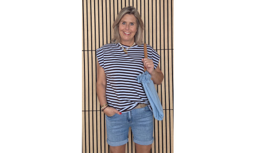 STREEP SHIRT KAPMOUW bruin/licht blauw