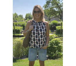 TOP FAYA bruin/blauw