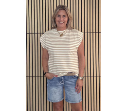 STREEP SHIRT KAPMOUW zand/ecru