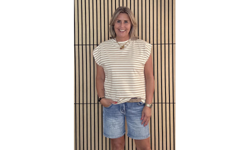 STREEP SHIRT KAPMOUW zand/ecru