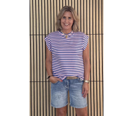 STREEP SHIRT KAPMOUW roze/kobalt