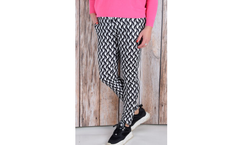 TRAVEL BROEK PRINT zwart/wit