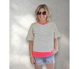 SWEATER STREEP zwart/roze