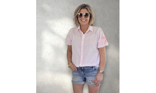 STREEP BLOUSE PALM roze