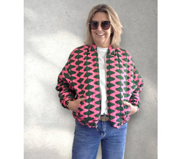 BOMBER JAS groen/roze