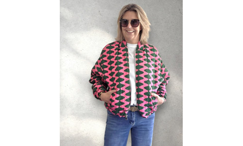 BOMBER JAS groen/roze