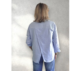 BLOUSE BIBBY licht blauw/wit