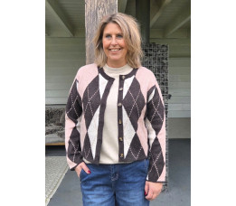 RUIT VESTJE bruin/roze/zand