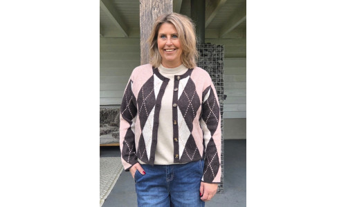 RUIT VESTJE bruin/roze/zand RUIT VESTJE bruin/roze/zand